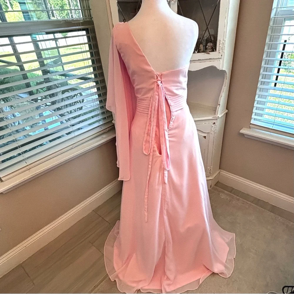 NEW Pastel Pink Dress, Pink Prom Dress, One Shoulder Dress, NWOT Sice XL/16 - Picture 10 of 11